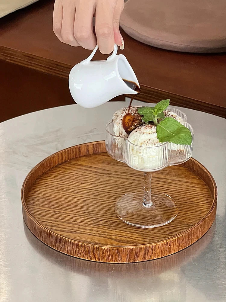 Striped Flower Glass Dessert Goblet Cup