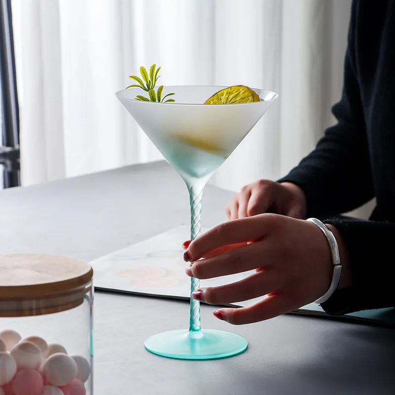 Gradient Frosted Glass Wine Goblet