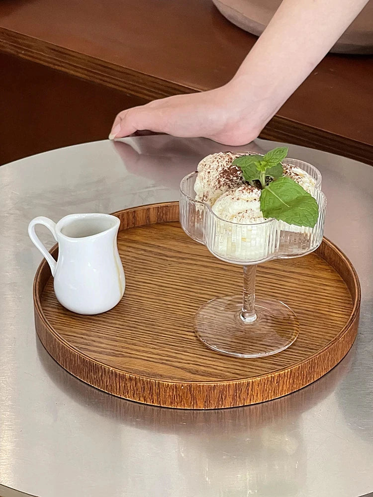 Striped Flower Glass Dessert Goblet Cup