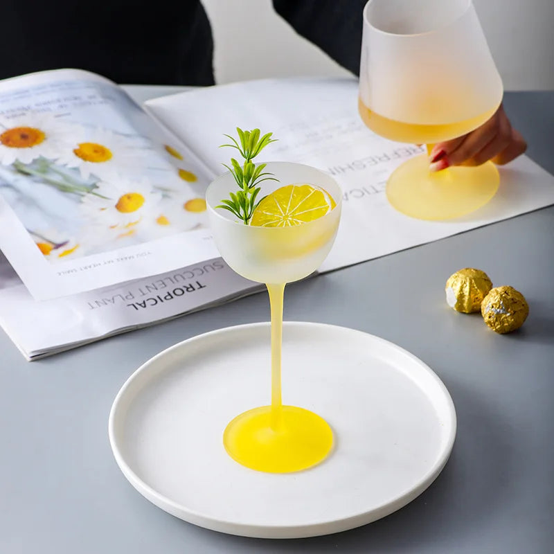 Gradient Frosted Glass Wine Goblet