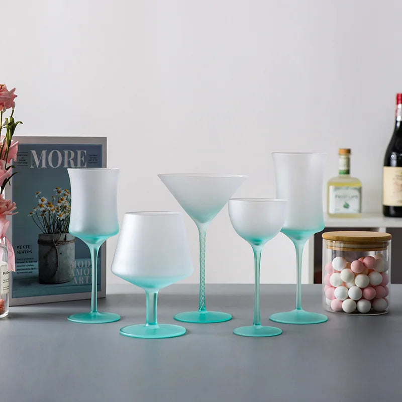 Gradient Frosted Glass Wine Goblet